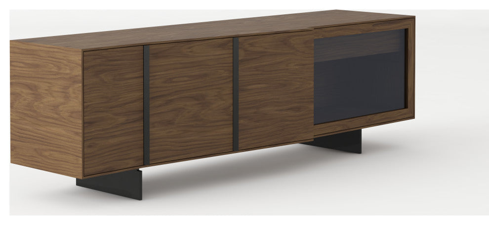 Modrest Glencoe Walnut and Gray Glass Buffet