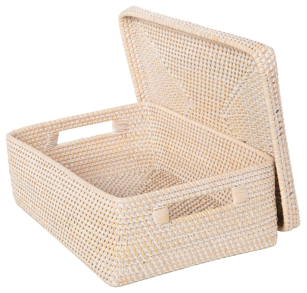 Loma Rattan Storage Box and Shelf Storage Basket, Latte - White Wash