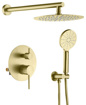 Circular Pressure 2-Function Shower System, Rough-In Valve, Brushed Gold