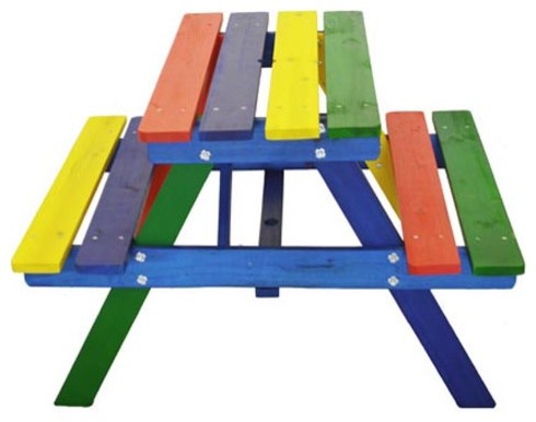 Junior Rainbow Picnic Table Set With Umbrella for Kids
