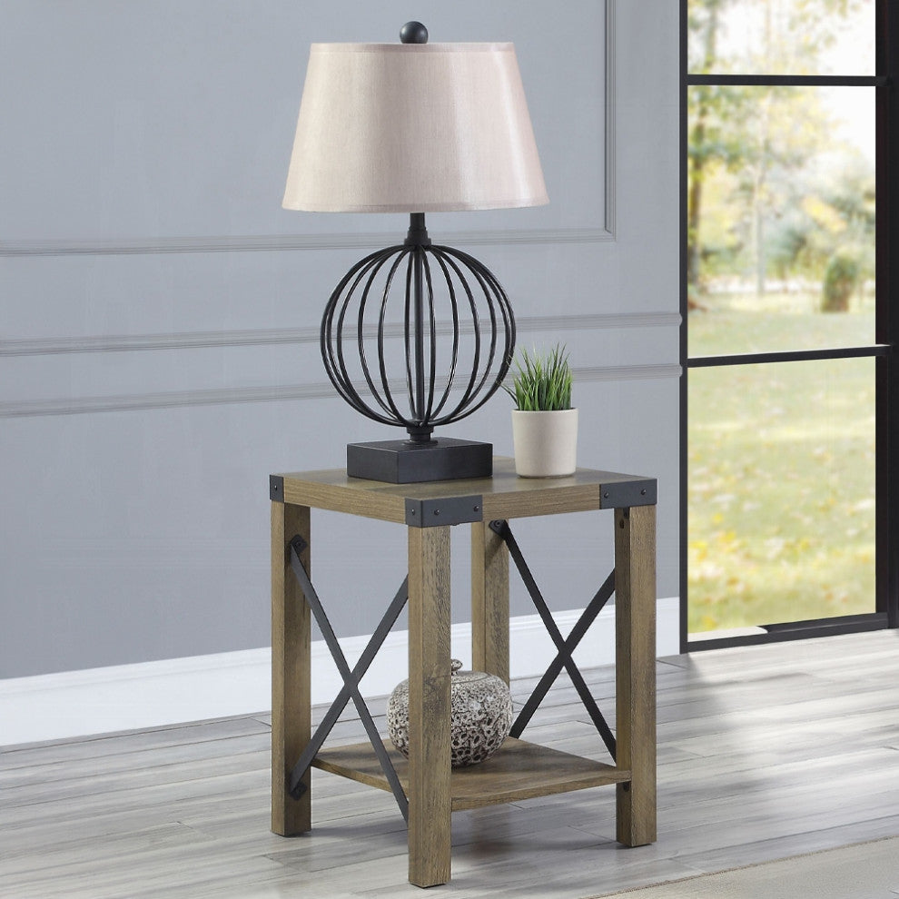 ACME Abiram End Table, Rustic Oak