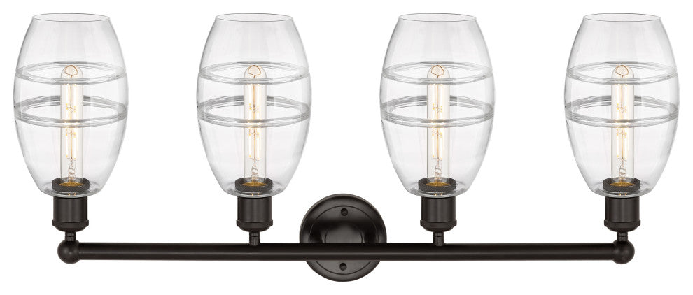 Edison-Vaz 4-Light 33" Bath Vanity Light, Oil Rubbed Bronze, Clear