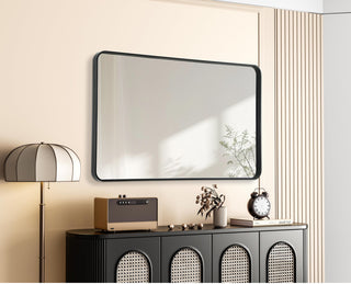 Home Living Contour Metal Rectangle Mirror 30x48, Black
