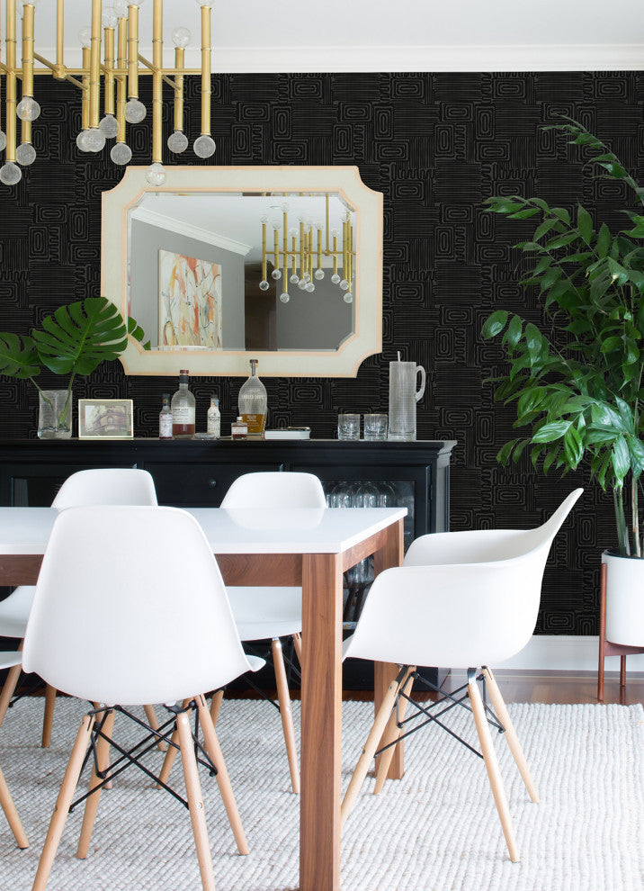Emily Rayna Black Pathways Peel and Stick Wallpaper