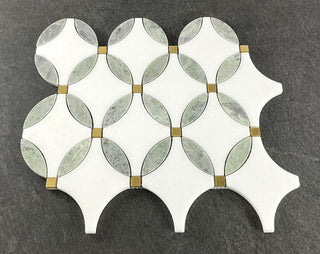 10 Pieces - Waterjet Marble and Metal Wall Mosaic Tile