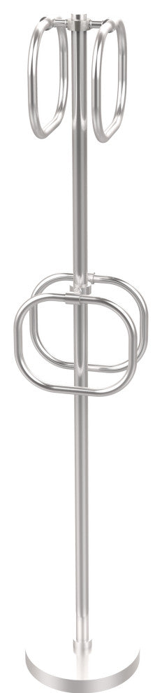 Towel Stand with 4 Integrated Towel Rings, Satin Chrome