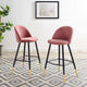 Bar Stool Chair Barstool, Set of 2, Velvet, Metal, Pink, Modern, Bar Pub Bistro