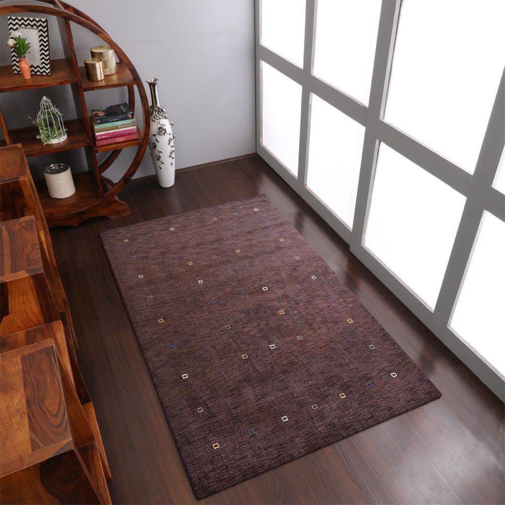 HAND KNOTTED LOOM WOOL ECO-FRIENDLY AREA RUGS - Rectangle, Brown, Contemporary
