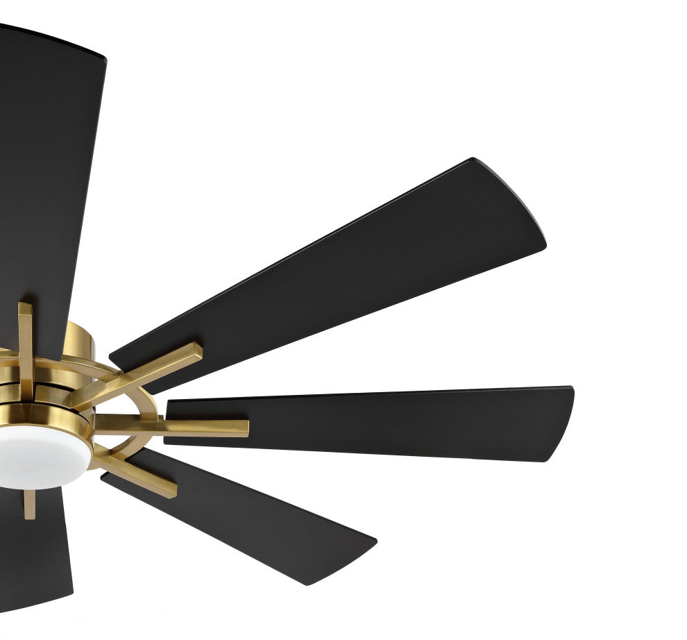 60" Reversible 8-Blade LED Ceiling Fan With Remote and Light, Gold/Black