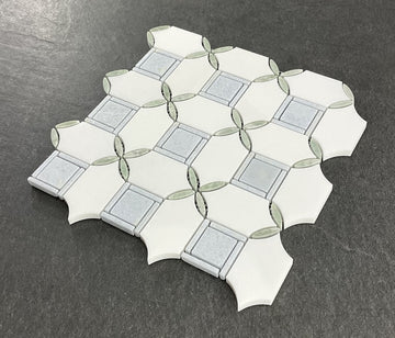 10-Pieces of Water Jet Marble Novelty Mosaic Wall & Floor Tile