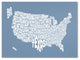''USA States Text Map - Steel'' Canvas Art by Michael Tompsett