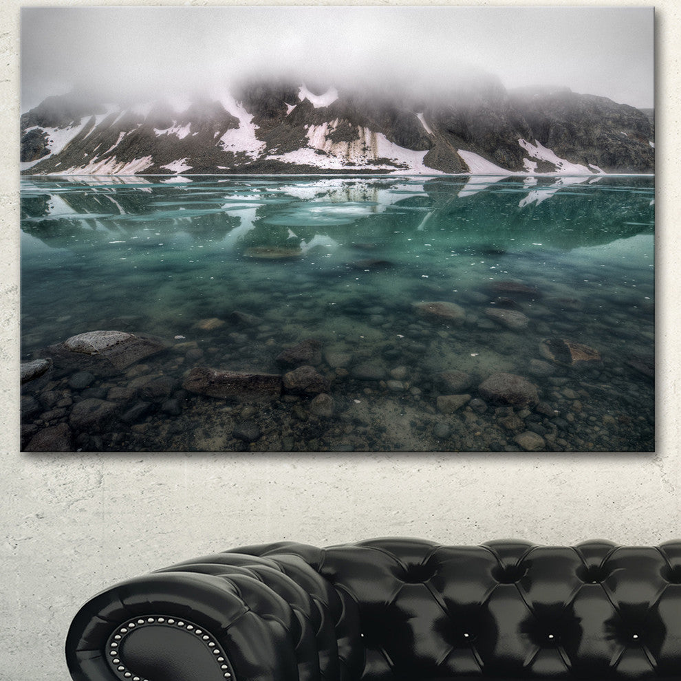 Beautiful Turquoise Mountain Lake, Large Landscape Canvas Art, 60"x28"