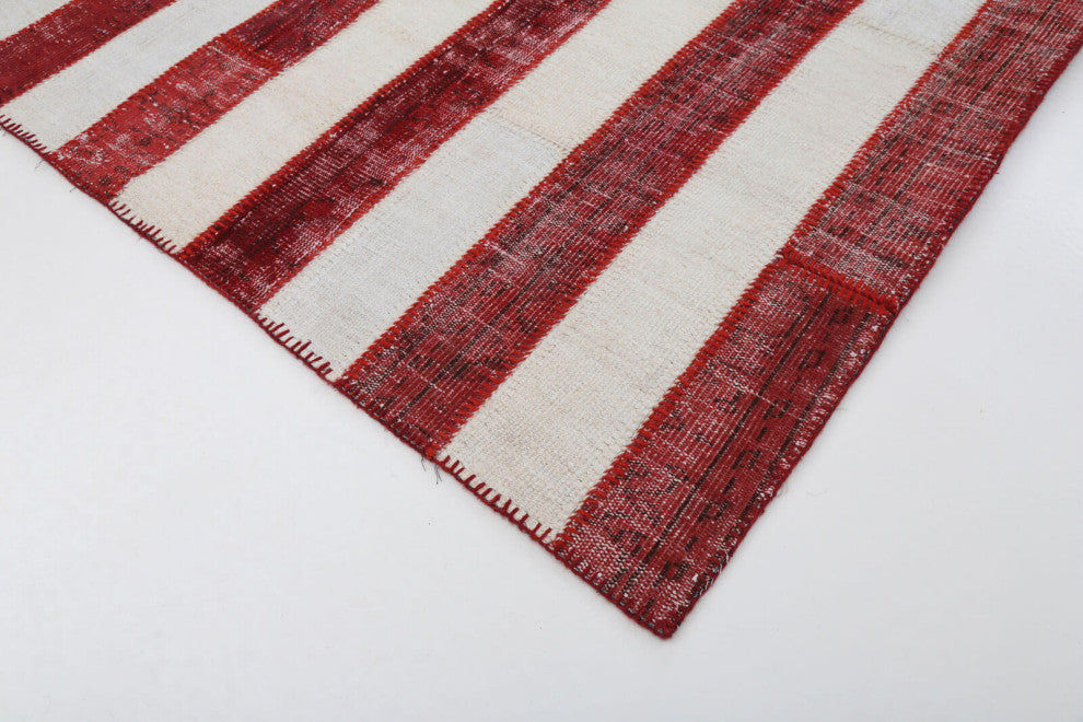 Rug N Carpet - Hand-knotted Anatolian 6' 6'' x 9' 11'' Flag Patchwork Rug