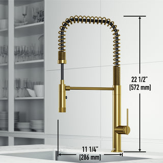VIGO Sterling 23" H Single Handle Pull-Down Sprayer Kitchen Faucet, Matte Brushed Gold, Without Extras