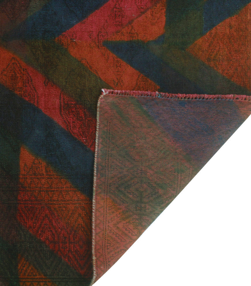 Vintage Rainbow-Dye Khaldun Rust/Blue Rug, 4'2 x 6'3