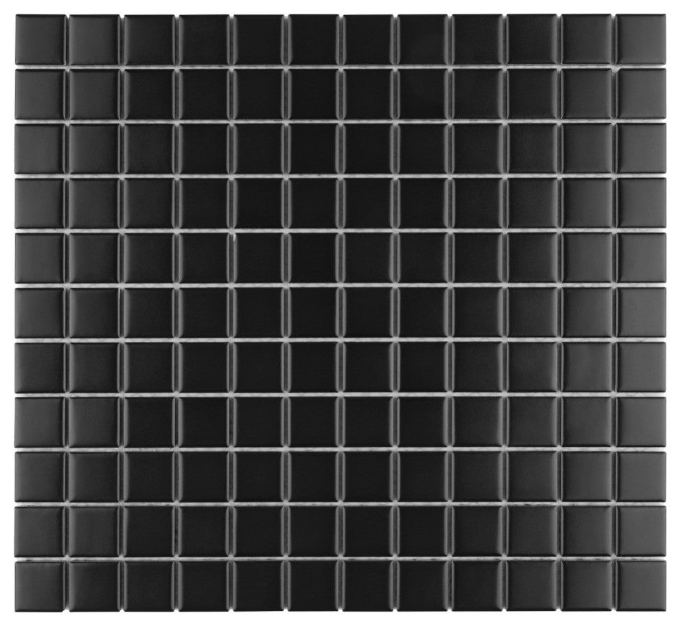 Metro 1" Square Matte Black Porcelain Floor and Wall Tile