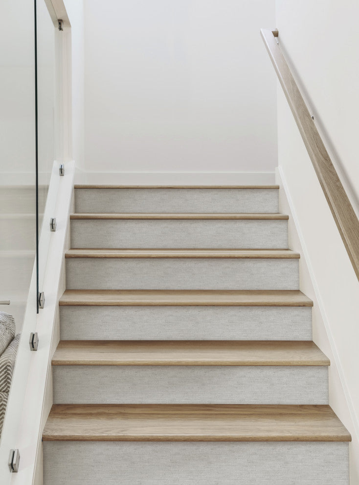 Canvas Look Peel and Stick Stair Riser Strips, Light Gray, 48"x6", Set of 6