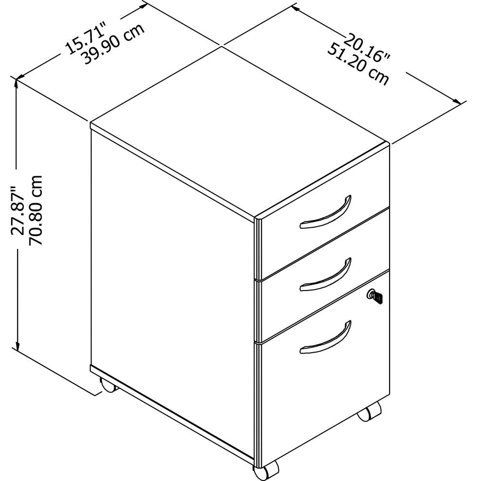 Studio C 3 Drawer Mobile File Cabinet, Harvest Cherry