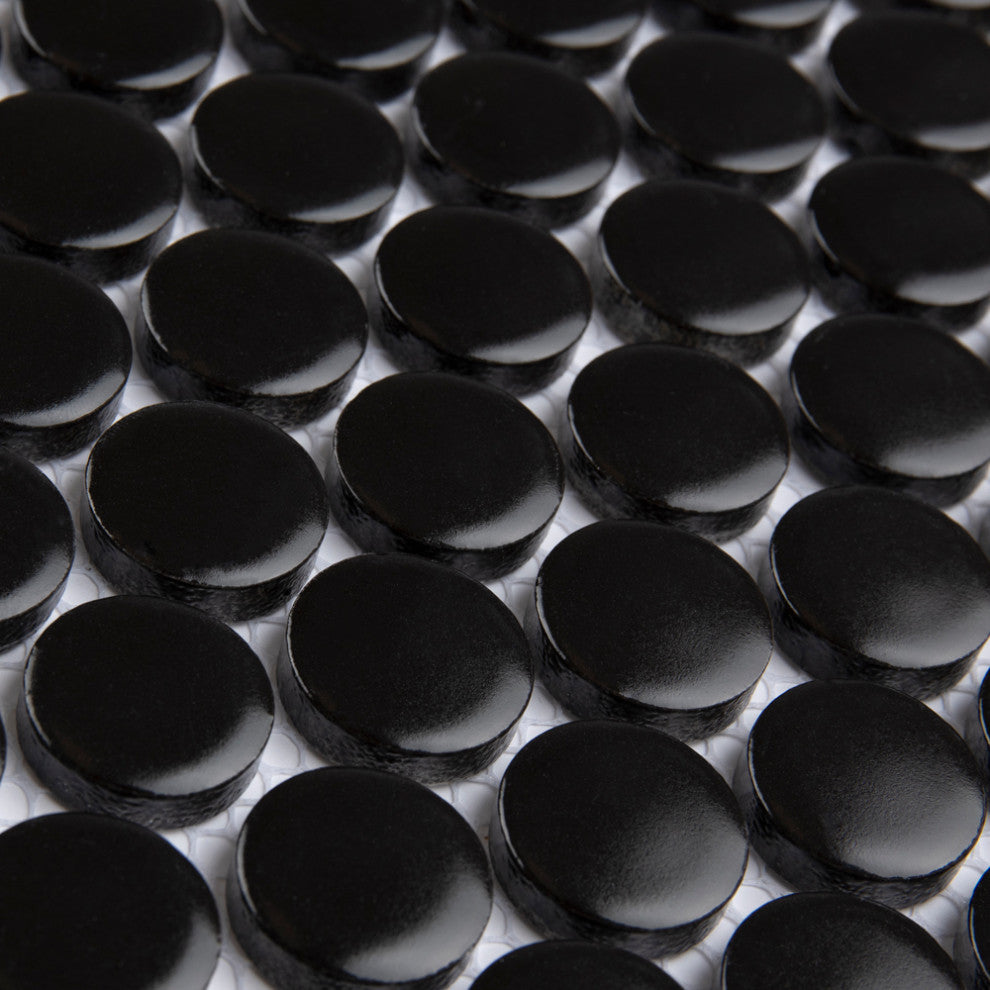 Metro Penny Matte Black Porcelain Floor and Wall Tile