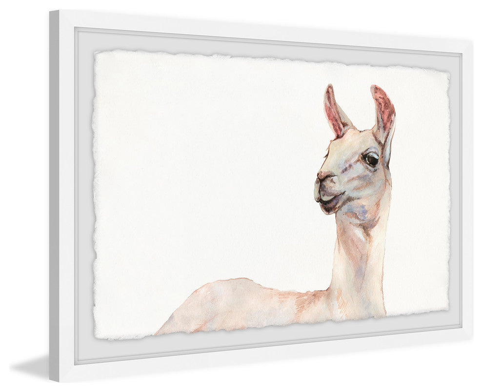 "Hey There Llama" Framed Painting Print, 30"x20"