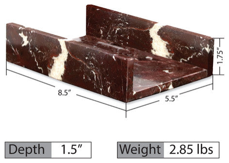 Polished Marble Bathroom Tray, Red Zebra