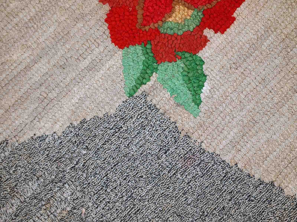 Handmade Antique American Hooked Rug, 2.5'x4.5', 78cmx138cm 1920s