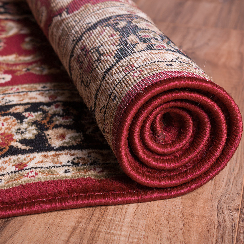 Well Woven Barclay Medallion Kashan Area Rug, Red, 7'10''x9'10'' Oval