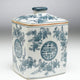 Blue and White Square Jar With Lid