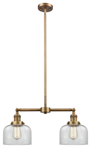 Large Bell 2-Light Chandelier, Brushed Brass, Glass: Clear