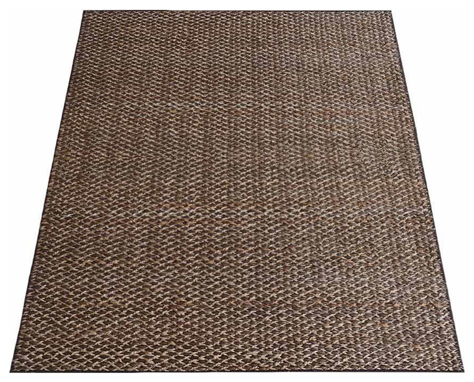 HAND WOVEN JUTE ECO-FRIENDLY AREA RUGS, Light Brown, Contemporary,Outdoor Indoor, [Rectangle] 5'x8'
