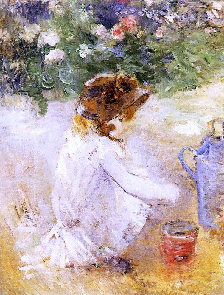 Berthe Morisot Playing in the Sand, Gallery Wrapped Canvas Print, 21"x28"