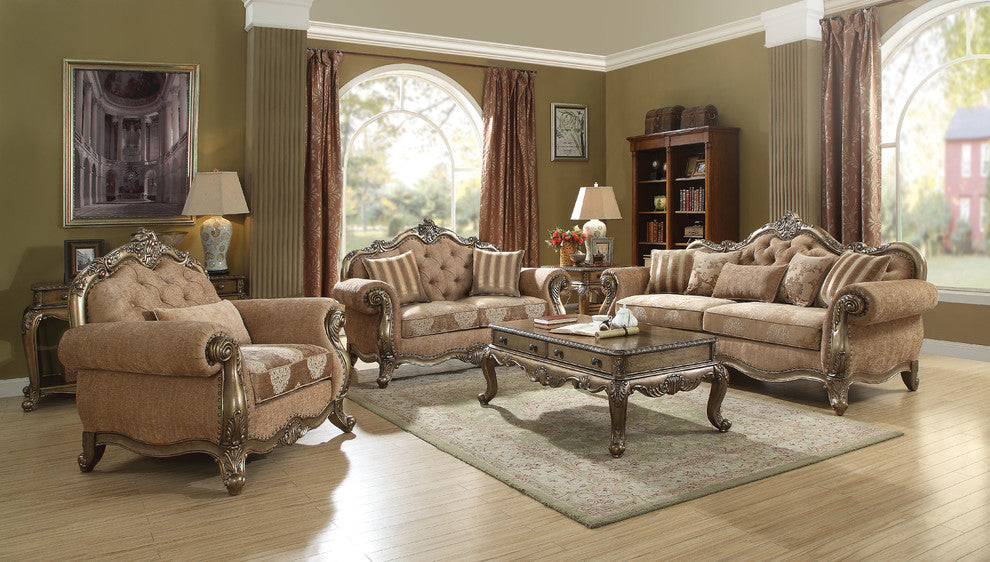 ACME Ragenardus Chair With Pillow, Fabric and Vintage Oak