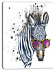 Funny Zebra Watercolor, Animal Canvas Art Print, 12"x20"