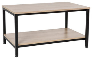 Finley Modern Industrial 2 Tier Rectangular Metal and Driftwood Coffee Table