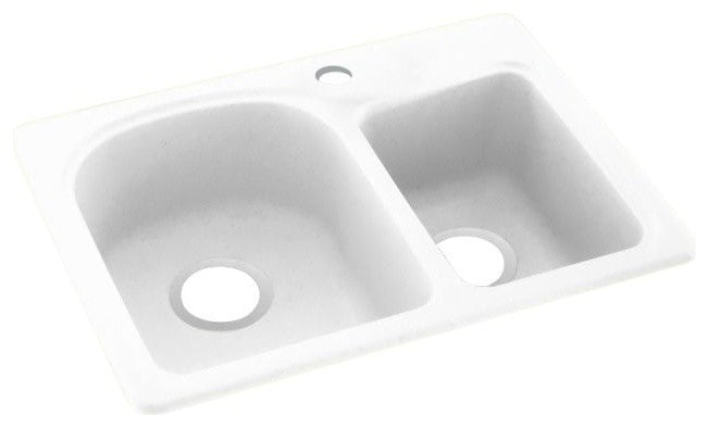 Swan 18x25x7 Solid Surface Kitchen Sink, 1-Hole, White