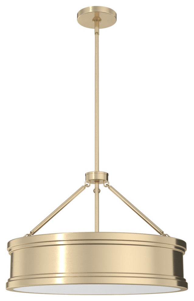 Capshaw Alturas Gold, Painted Cased White Glass 5 Light 21" Pendant Ceiling