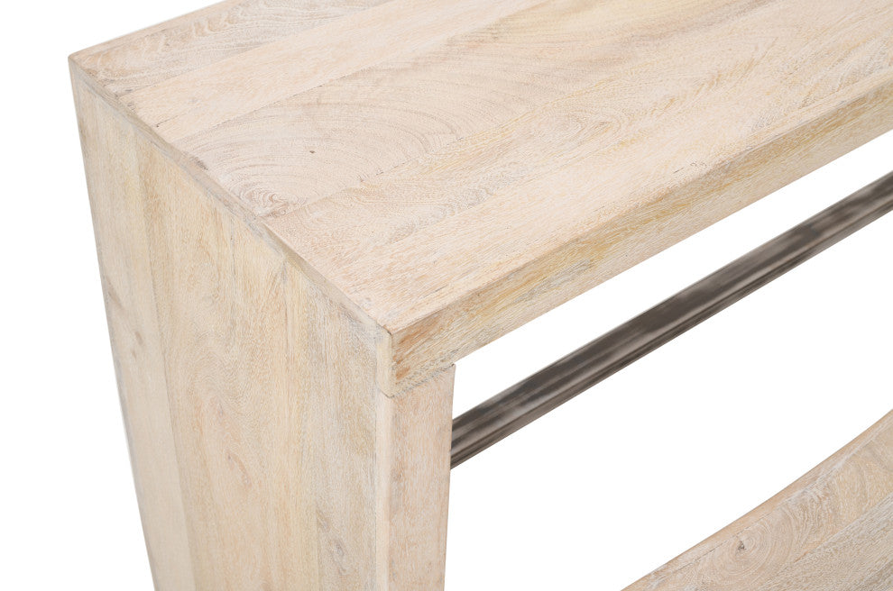 Montez 4-Piece Solid Wood Bar Table and Stools Set, Brushed White Finish