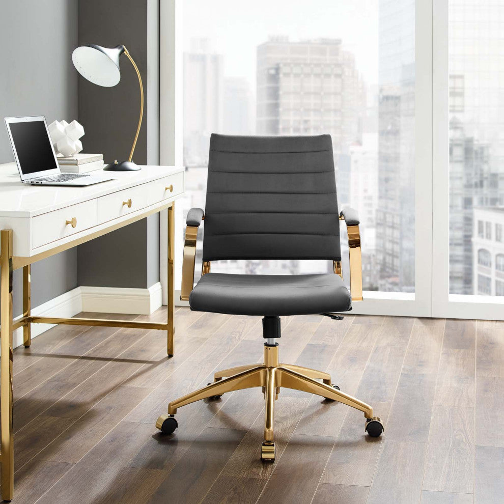 Computer Work Desk Chair, Velvet, Gray, Modern, Home Business Office
