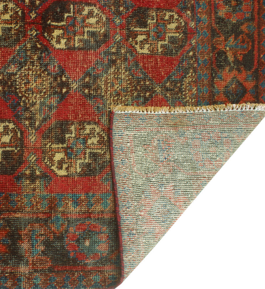 Vintage Distressed Reina Red/Charcoal Runner, 3'1x11'3