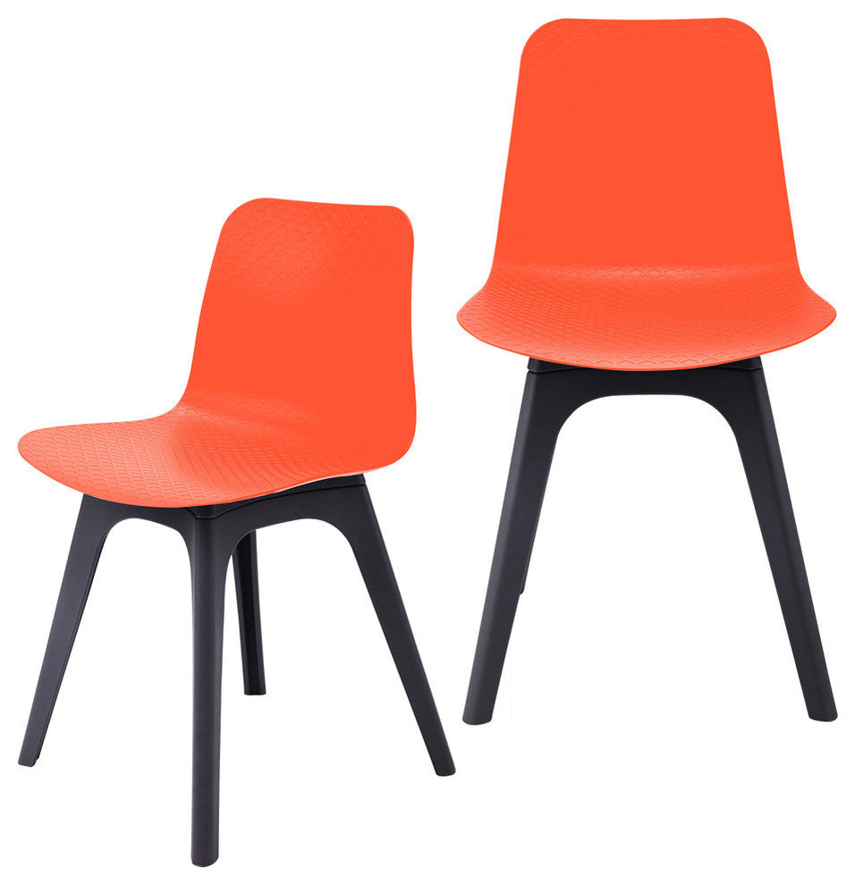 Hebe Series Shell Side Chairs Molded Seat With Leg, Set of 2, Orange