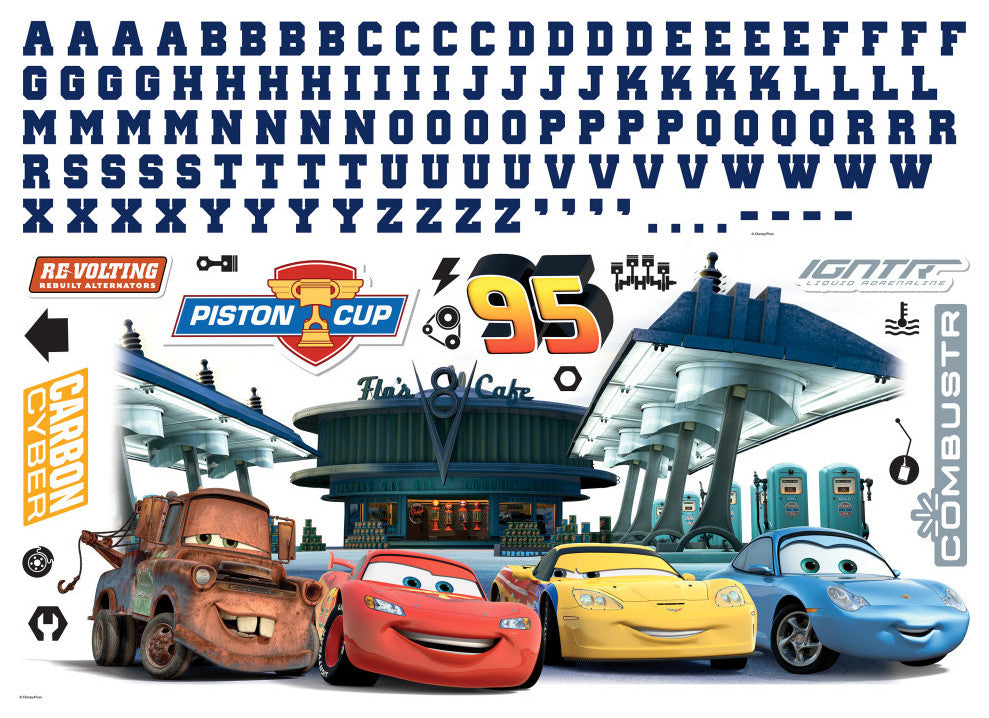 Cars Peel and Stick Giant Wall Decals With Alphabet