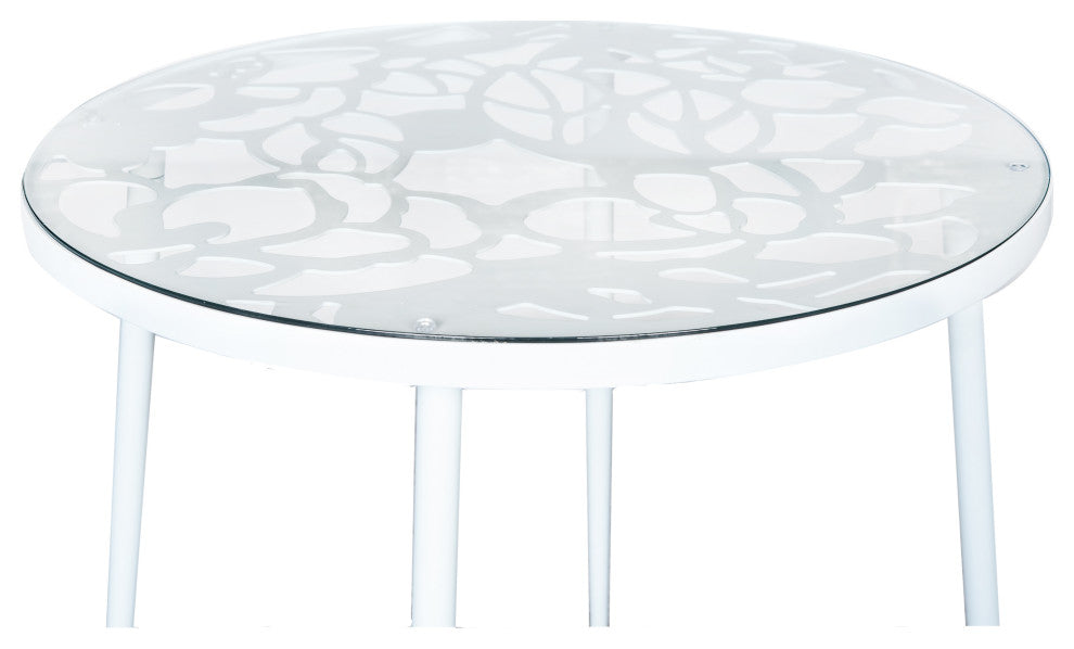 Leisuremod Devon 5-Piece Aluminum Dining Set With Table and 4 Armchairs, White
