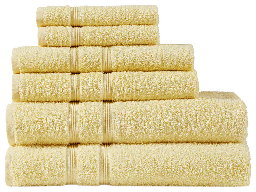 510 Design Aegean Turkish Cotton 500gsm 6-Piece Bathroom Towel Set, Yellow