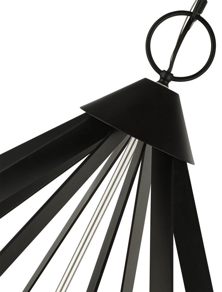 Black Geometric, Contemporary, Prismatic, Casual Foyer Chandelier