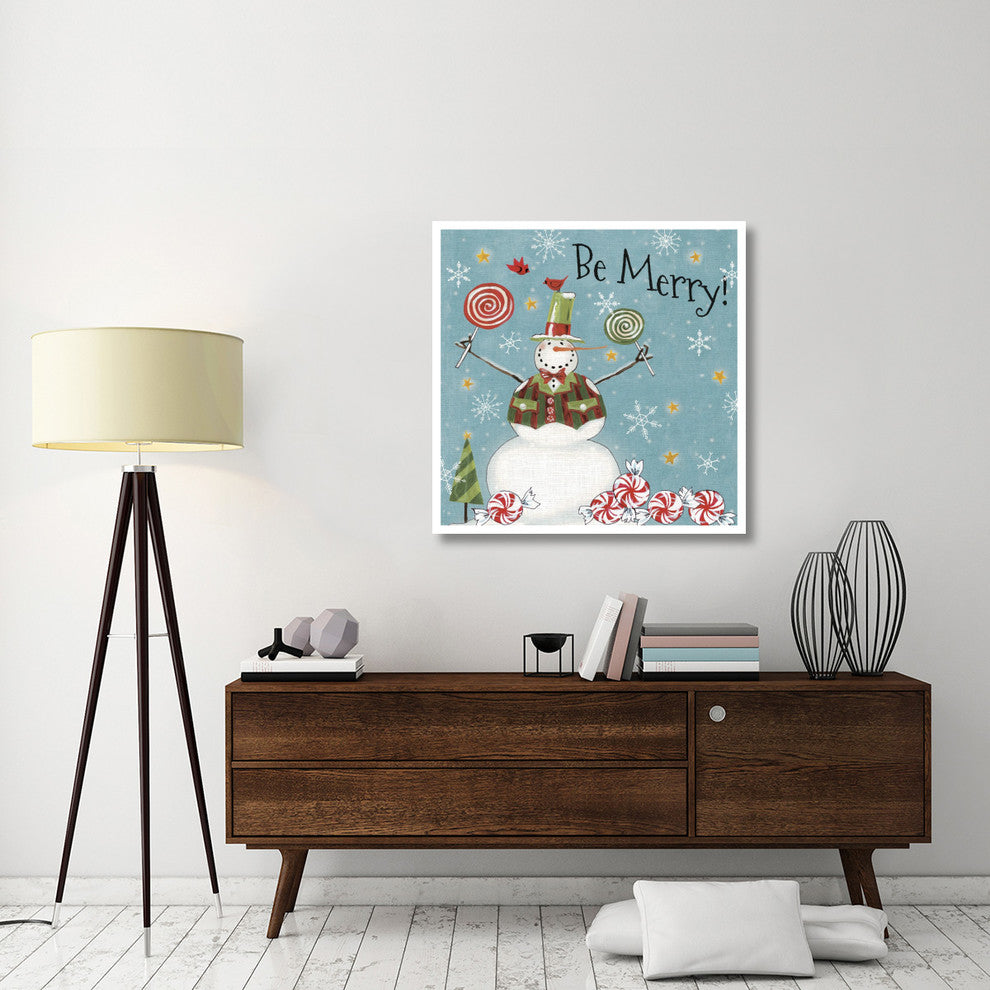 "Sweet Snowmen IV Blue" Digital Paper Print by Anne Tavoletti, 38"x38"