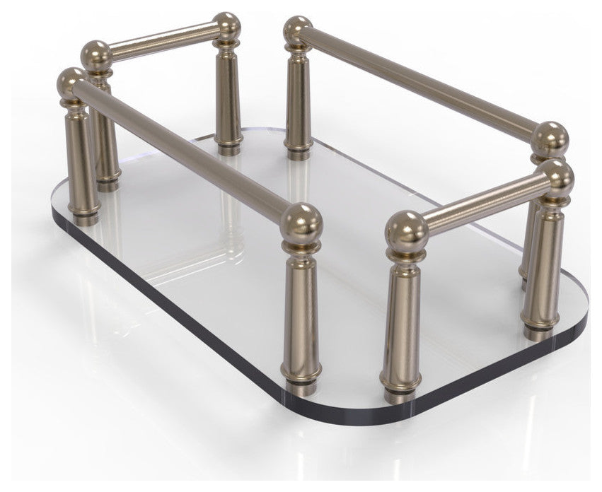Vanity Top Glass Guest Towel Tray, Antique Pewter