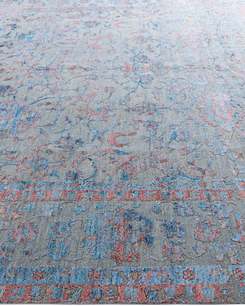 Ikat One-of-a-Kind Hand-Knotted Area Rug Gray, 9' 0" x 12' 1"