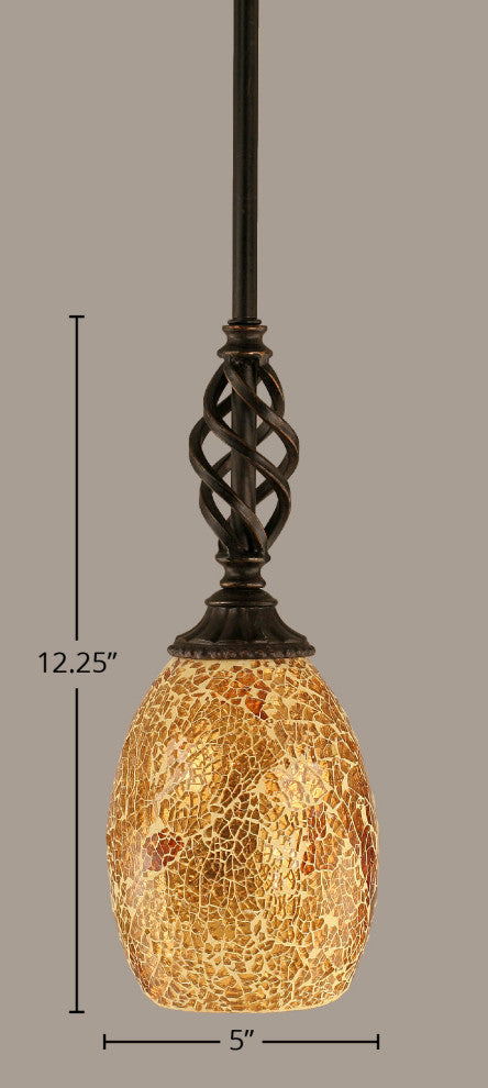 Elegante Mini Pendant, 5" Gold Fusion Glass