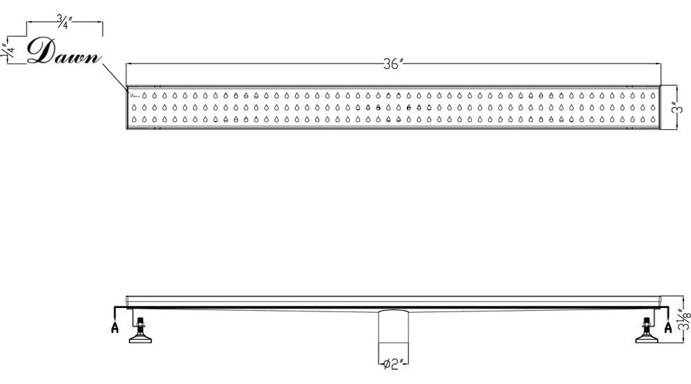 Dawn Nile River Series, Linear Shower Drain 36"L