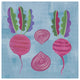 "Veggie Time IV Blue" Digital Paper Print by Farida Zaman, 38"x38"